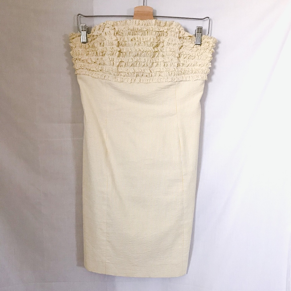 lilly pulitzer // yellow and white striped ruffle sleeveless dress